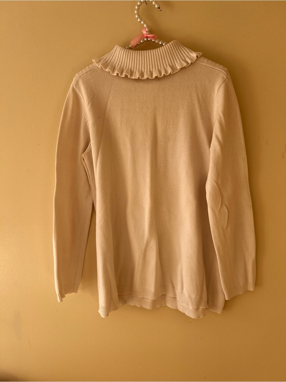 Women’s Cream Ruffle Collar Sweater